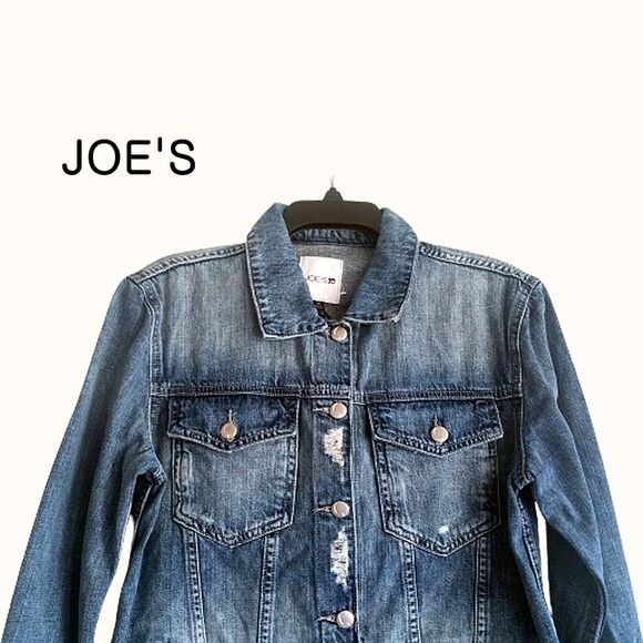 JOE'S NEW Oversize Rip/Distress Trucker Denim Jacket XS - Picture 2 of 12